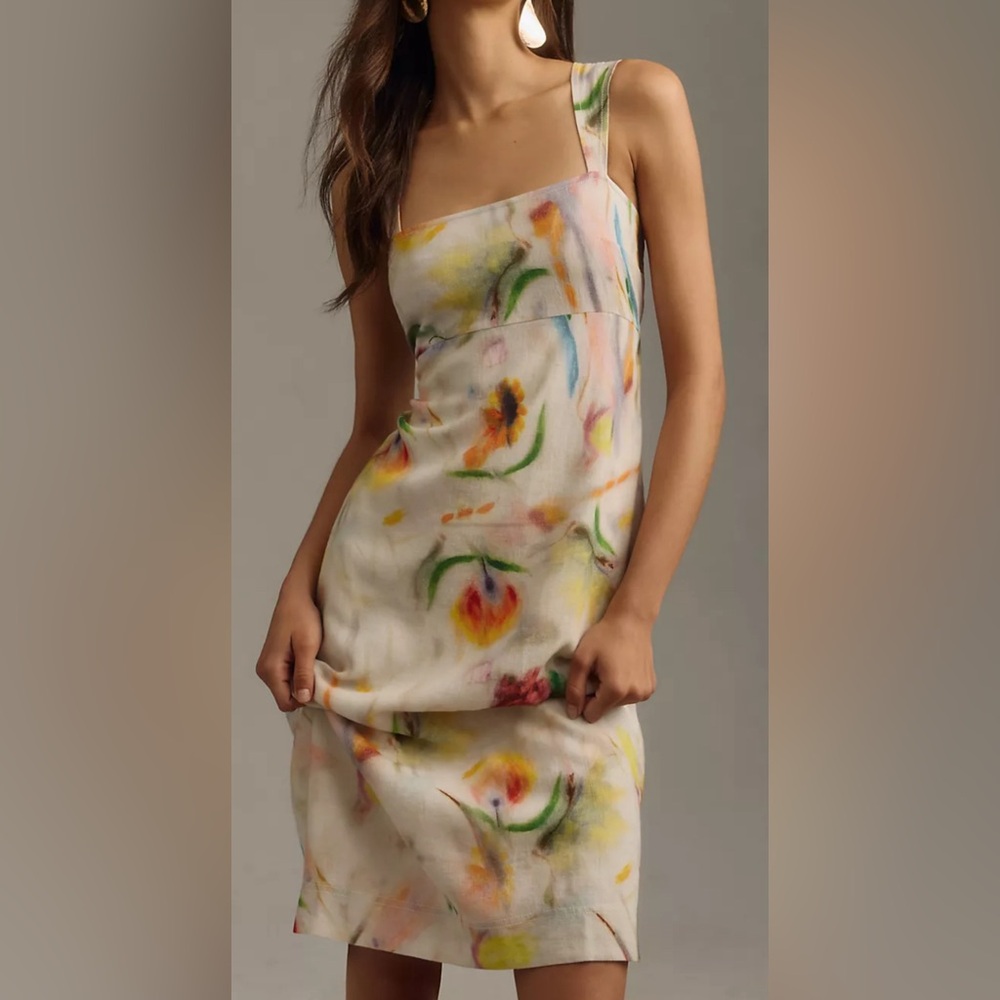 Anthropologie x Klaas Jonkman Sleeveless Square-Neck Linen Midi Dress NWOT Size
